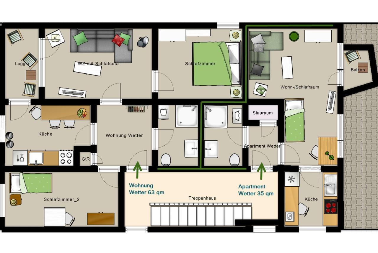 Haus Homann-Schneider, Wohnung Wetter Wetter  Ngoại thất bức ảnh